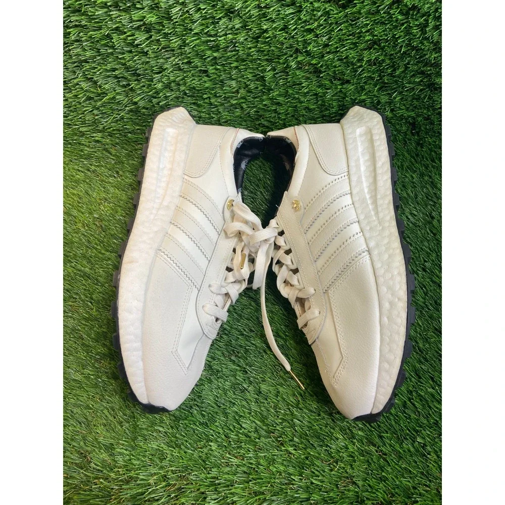Adidas Retropy E5 Mens 9.5 White Leather Gold Boost Sneakers HQ4390 Low Top